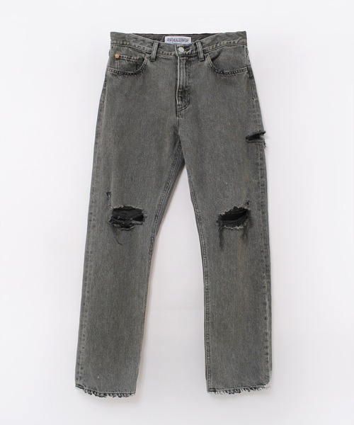 RNA（アールエヌエー）の「R4345 ダメージタイトストレート（デニムパンツ・レディース・ブラック/インディゴブルー・SMALL/MEDIUM）」の3枚目の写真