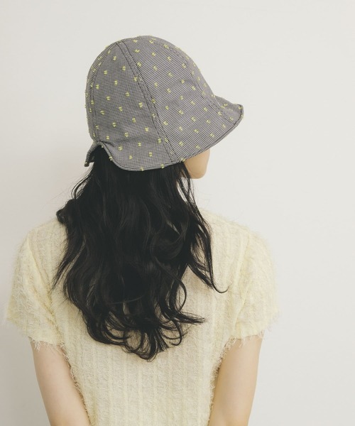 KBF（ケイビーエフ）の「刺繍チェックチューリップHAT（ハット・レディース・ブルー系その他/ブラック系その他・ONE）」の2枚目の写真