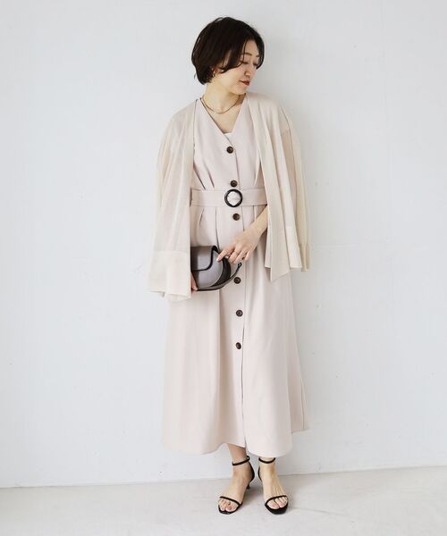 le.coeur blanc（ルクールブラン）の「《WEB限定アイテム》リネンライクフロントボタンワンピース（ワンピース・レディース・ベージュ/モカ/ブラック/チャコールグレー・36/38）」の20枚目の写真