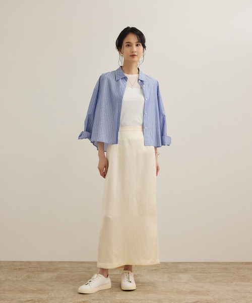 ROPE'（ロペ）の「シアーフライス5分袖プルオーバー（Tシャツ/カットソー・レディース・ホワイト/ブラック・FREE）」の7枚目の写真