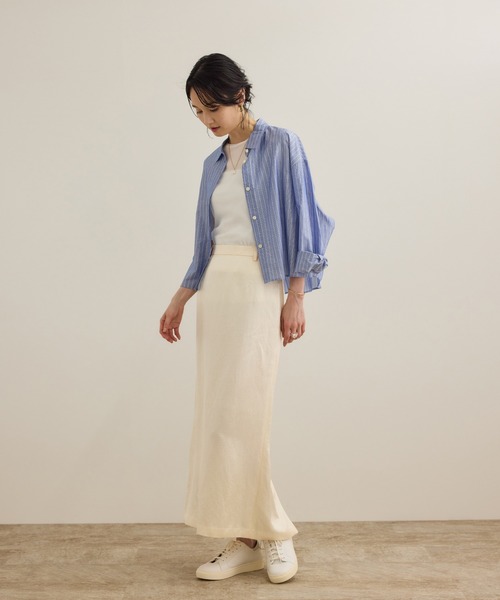 ROPE'（ロペ）の「シアーフライス5分袖プルオーバー（Tシャツ/カットソー・レディース・ホワイト/ブラック・FREE）」の8枚目の写真