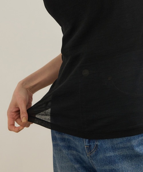 ROPE'（ロペ）の「シアーフライス5分袖プルオーバー（Tシャツ/カットソー・レディース・ホワイト/ブラック・FREE）」の13枚目の写真