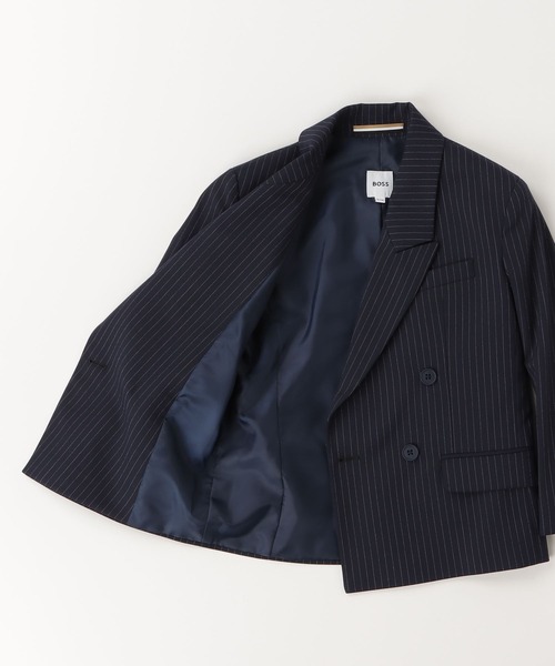 BOSS(ボス)の「キッズ ストライプ ストレッチド ダブルブレスト スーツジャケット(テーラードジャケット・キッズ・ダークブルー・150/140/125/114)」の5枚目の写真