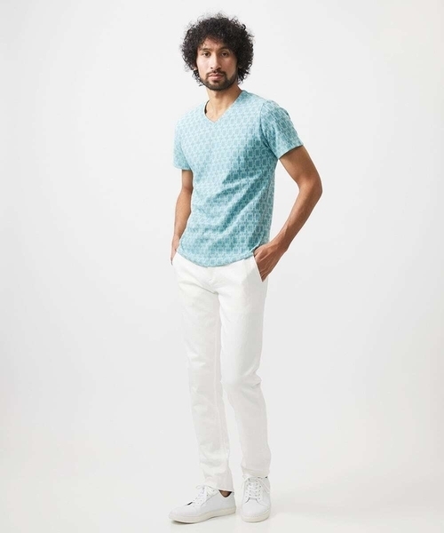 MICHEL KLEIN HOMME (ミッシェルクランオム)の「《日本製》リンクスVネック半袖カットソー(Tシャツ/カットソー・メンズ・ホワイト/カーキ/ネイビー・MEDIUM/LARGE/X-LARGE)」の12枚目の写真