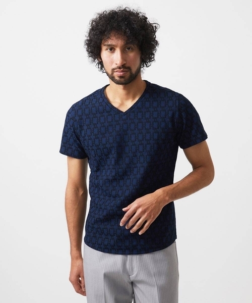 MICHEL KLEIN HOMME (ミッシェルクランオム)の「《日本製》リンクスVネック半袖カットソー(Tシャツ/カットソー・メンズ・ホワイト/カーキ/ネイビー・MEDIUM/LARGE/X-LARGE)」の15枚目の写真