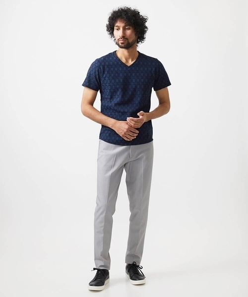 MICHEL KLEIN HOMME (ミッシェルクランオム)の「《日本製》リンクスVネック半袖カットソー(Tシャツ/カットソー・メンズ・ホワイト/カーキ/ネイビー・MEDIUM/LARGE/X-LARGE)」の14枚目の写真