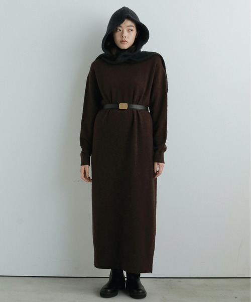 anuke アンヌーク Cocoon Knit Onepiece ブラック38 Cocoon Knit Onepiece（ワンピース）｜anuke（アンヌーク）の