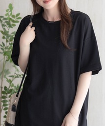 NAVY SARARI チュニック丈Tシャツ【接触冷感】