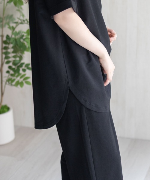 NAVY(ネイビー)の「NAVY SARARI チュニック丈Tシャツ【接触冷感】(Tシャツ/カットソー・レディース・ベージュ/ブラック/ホワイト/ブルーグリーン・M/L)」の13枚目の写真