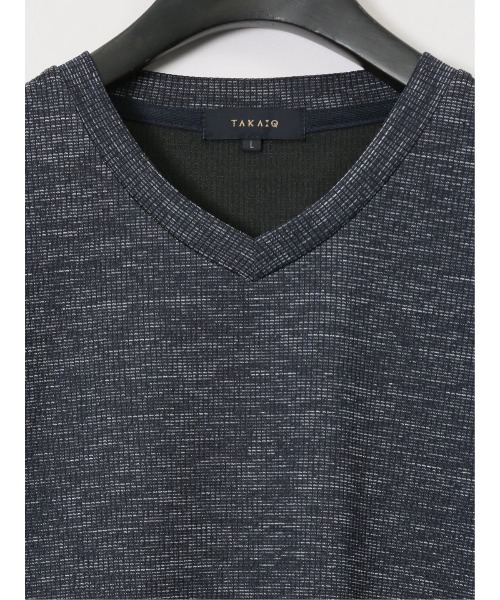 TAKA-Q（タカキュー）の「【ストレッチ】タカキュー ハイストレッチ メランジ Vネック 半袖 Tシャツ（Tシャツ/カットソー・メンズ・ホワイト×ブラック/ネイビー・MEDIUM/LARGE/X-LARGE）」の8枚目の写真