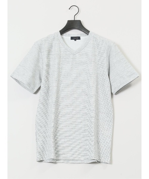 TAKA-Q（タカキュー）の「【ストレッチ】タカキュー ハイストレッチ メランジ Vネック 半袖 Tシャツ（Tシャツ/カットソー・メンズ・ホワイト×ブラック/ネイビー・MEDIUM/LARGE/X-LARGE）」の20枚目の写真