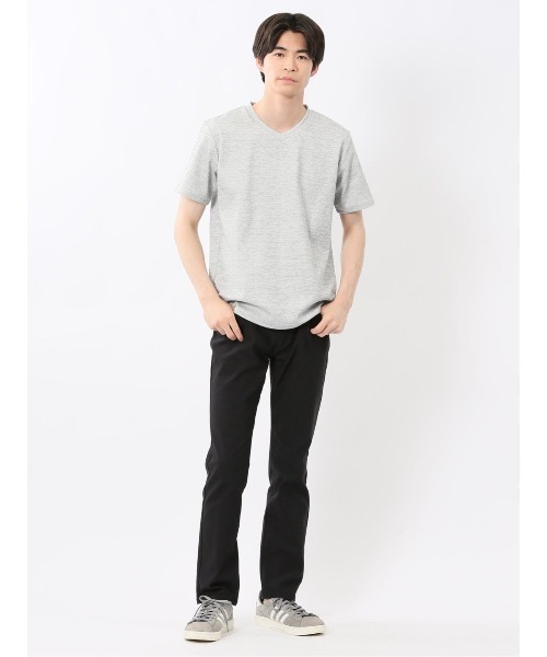 TAKA-Q（タカキュー）の「【ストレッチ】タカキュー ハイストレッチ メランジ Vネック 半袖 Tシャツ（Tシャツ/カットソー・メンズ・ホワイト×ブラック/ネイビー・MEDIUM/LARGE/X-LARGE）」の14枚目の写真