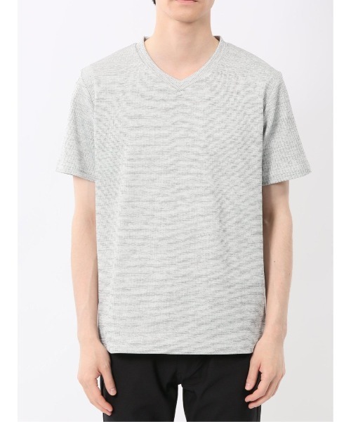 TAKA-Q（タカキュー）の「【ストレッチ】タカキュー ハイストレッチ メランジ Vネック 半袖 Tシャツ（Tシャツ/カットソー・メンズ・ホワイト×ブラック/ネイビー・MEDIUM/LARGE/X-LARGE）」の15枚目の写真