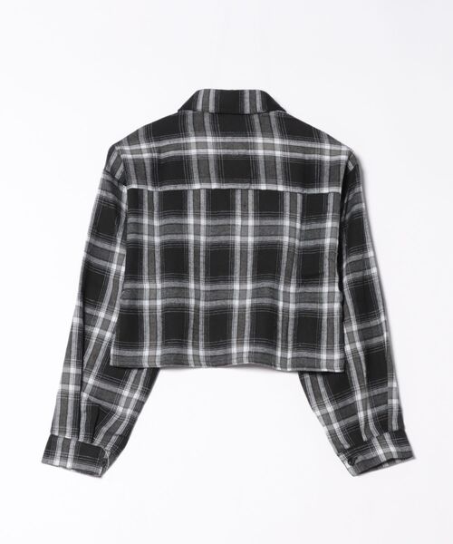 VIBGYOR（ヴィブジョー）の「ショート丈チェックシャツ(BDS)（シャツ/ブラウス・レディース・ブラック/ネイビー・FREE）」の3枚目の写真