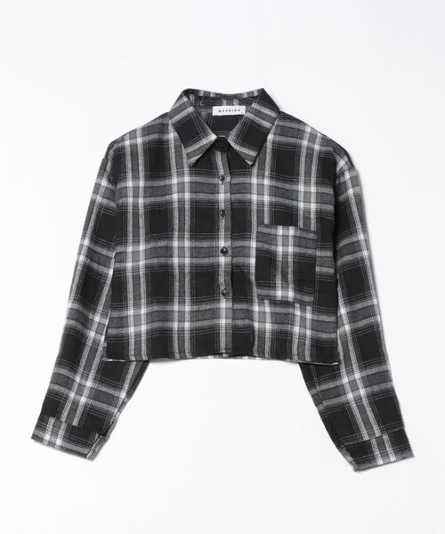 VIBGYOR（ヴィブジョー）の「ショート丈チェックシャツ(BDS)（シャツ/ブラウス・レディース・ブラック/ネイビー・FREE）」の14枚目の写真