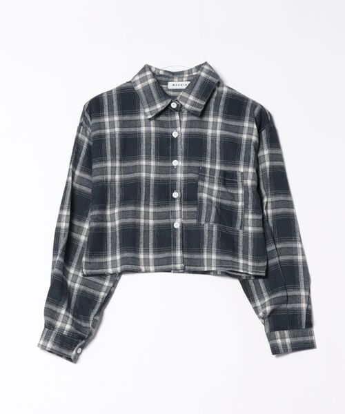 VIBGYOR（ヴィブジョー）の「ショート丈チェックシャツ(BDS)（シャツ/ブラウス・レディース・ブラック/ネイビー・FREE）」の15枚目の写真