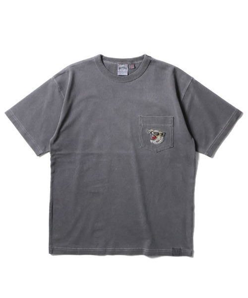 HOUSTON(ヒューストン)の「HOUSTON ピグメントポケットTシャツ(TIGER)(Tシャツ/カットソー・メンズ・ブルー/グリーン/ナチュラル/ブラック・MEDIUM/X-LARGE/XX-LARGE/LARGE)」の3枚目の写真