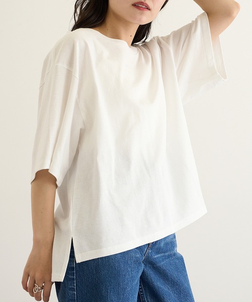 CROSS & STITCH(クロスステッチ)の「【Cross&Stitch】オープンエンド マックスウェイト ウィメンズオーバーTシャツ OE1301(Tシャツ/カットソー・レディース・アーミー/ホワイト/ブラック系1/グレー・M)」の1枚目の写真