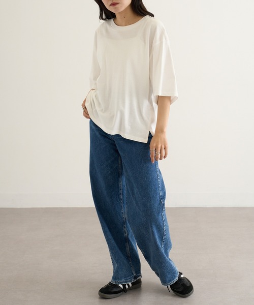 CROSS & STITCH(クロスステッチ)の「【Cross&Stitch】オープンエンド マックスウェイト ウィメンズオーバーTシャツ OE1301(Tシャツ/カットソー・レディース・アーミー/ホワイト/ブラック系1/グレー・M)」の8枚目の写真