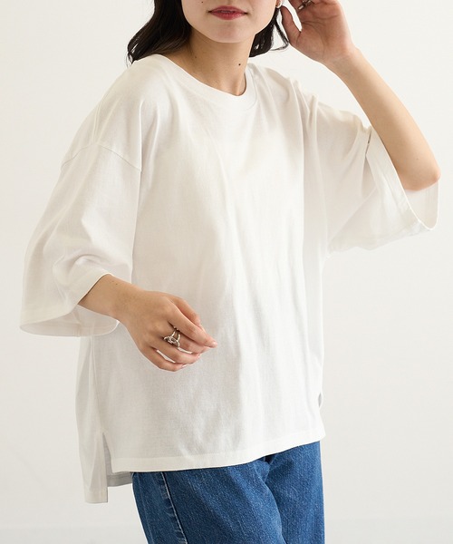CROSS & STITCH(クロスステッチ)の「【Cross&Stitch】オープンエンド マックスウェイト ウィメンズオーバーTシャツ OE1301(Tシャツ/カットソー・レディース・アーミー/ホワイト/ブラック系1/グレー・M)」の6枚目の写真
