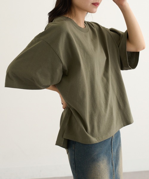 CROSS & STITCH(クロスステッチ)の「【Cross&Stitch】オープンエンド マックスウェイト ウィメンズオーバーTシャツ OE1301(Tシャツ/カットソー・レディース・アーミー/ホワイト/ブラック系1/グレー・M)」の22枚目の写真