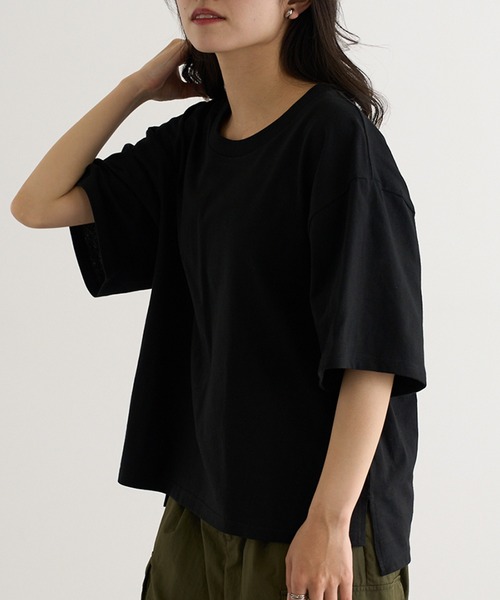 CROSS & STITCH(クロスステッチ)の「【Cross&Stitch】オープンエンド マックスウェイト ウィメンズオーバーTシャツ OE1301(Tシャツ/カットソー・レディース・アーミー/ホワイト/ブラック系1/グレー・M)」の11枚目の写真