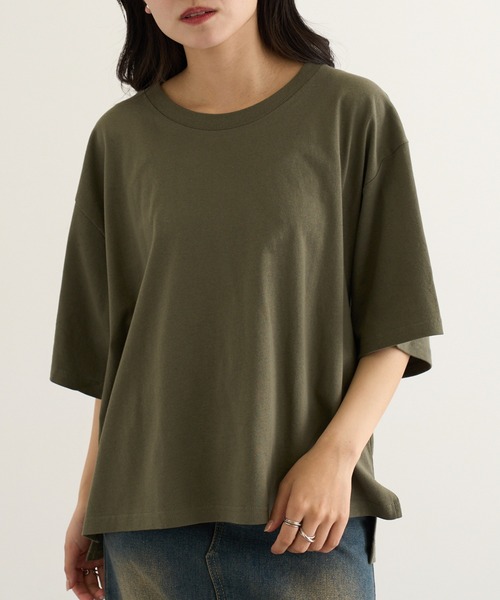 CROSS & STITCH(クロスステッチ)の「【Cross&Stitch】オープンエンド マックスウェイト ウィメンズオーバーTシャツ OE1301(Tシャツ/カットソー・レディース・アーミー/ホワイト/ブラック系1/グレー・M)」の21枚目の写真