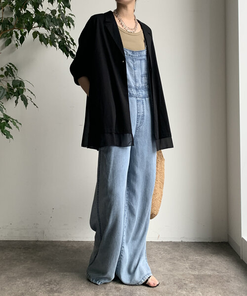 DouDou（ドゥドゥ）の「【WEB限定】 ジョーゼット切替ジャケット（テーラードジャケット・レディース・グレー/ブラック/ベージュ・FREE）」の6枚目の写真