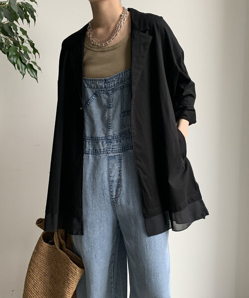 DouDou（ドゥドゥ）の「【WEB限定】 ジョーゼット切替ジャケット（テーラードジャケット・レディース・グレー/ブラック/ベージュ・FREE）」の10枚目の写真