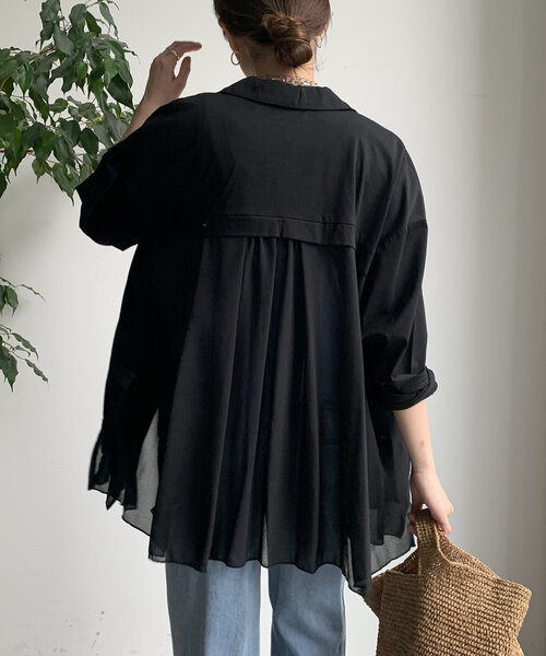 DouDou（ドゥドゥ）の「【WEB限定】 ジョーゼット切替ジャケット（テーラードジャケット・レディース・グレー/ブラック/ベージュ・FREE）」の12枚目の写真