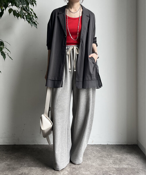 DouDou（ドゥドゥ）の「【WEB限定】 ジョーゼット切替ジャケット（テーラードジャケット・レディース・グレー/ブラック/ベージュ・FREE）」の13枚目の写真