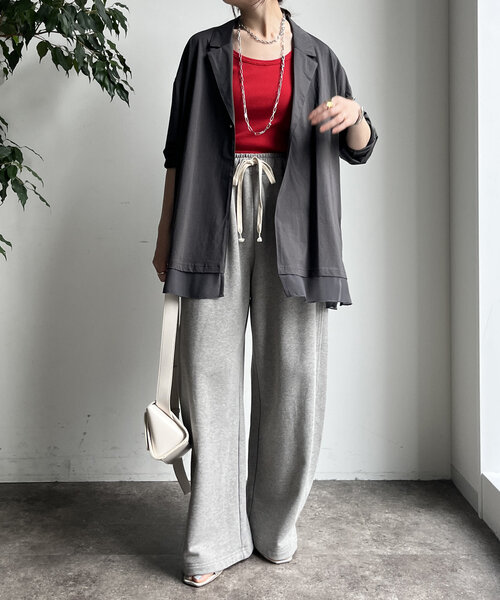 DouDou（ドゥドゥ）の「【WEB限定】 ジョーゼット切替ジャケット（テーラードジャケット・レディース・グレー/ブラック/ベージュ・FREE）」の15枚目の写真