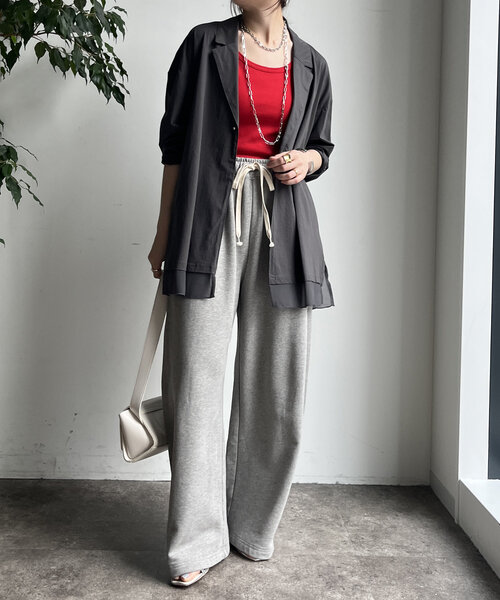 DouDou（ドゥドゥ）の「【WEB限定】 ジョーゼット切替ジャケット（テーラードジャケット・レディース・グレー/ブラック/ベージュ・FREE）」の16枚目の写真