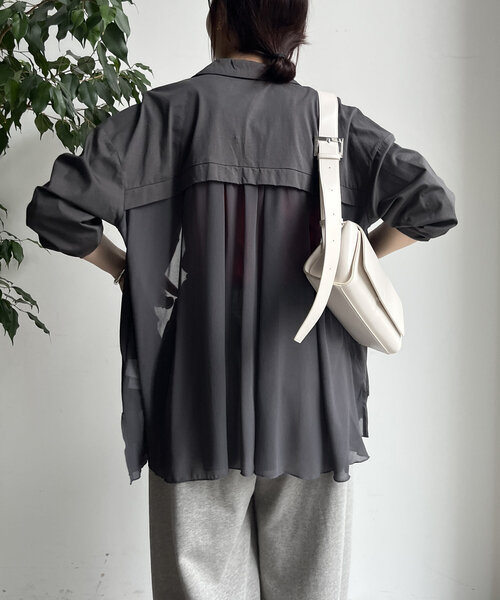DouDou（ドゥドゥ）の「【WEB限定】 ジョーゼット切替ジャケット（テーラードジャケット・レディース・グレー/ブラック/ベージュ・FREE）」の21枚目の写真