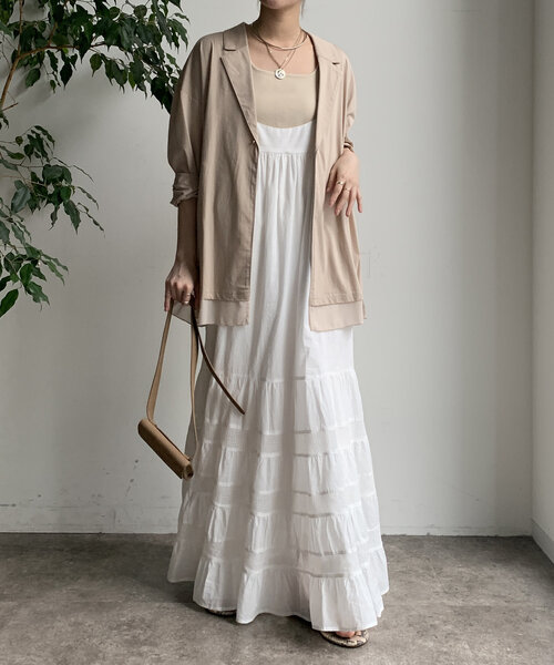 DouDou（ドゥドゥ）の「【WEB限定】 ジョーゼット切替ジャケット（テーラードジャケット・レディース・グレー/ブラック/ベージュ・FREE）」の22枚目の写真