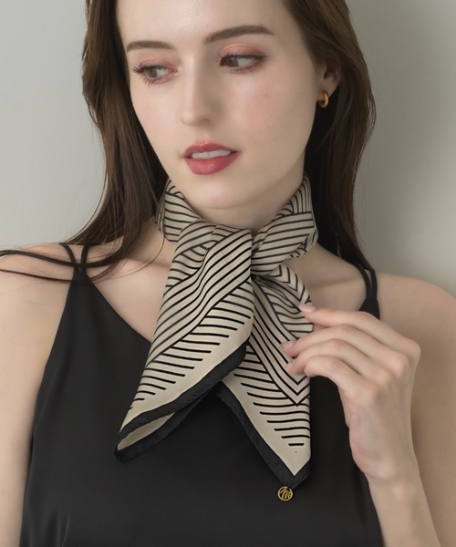 muku（ムク）の「SCARF×CHOUCHOU/GEOMETRIC（バンダナ/スカーフ・レディース・アイボリー/ブラック・FREE）」の21枚目の写真