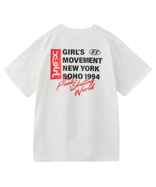 X-girl（エックスガール）の「BOX LOGO AND TEXT S/S TEE（Tシャツ/カットソー・レディース・ブラック/ホワイト・M/S/XL/L）」の13枚目の写真