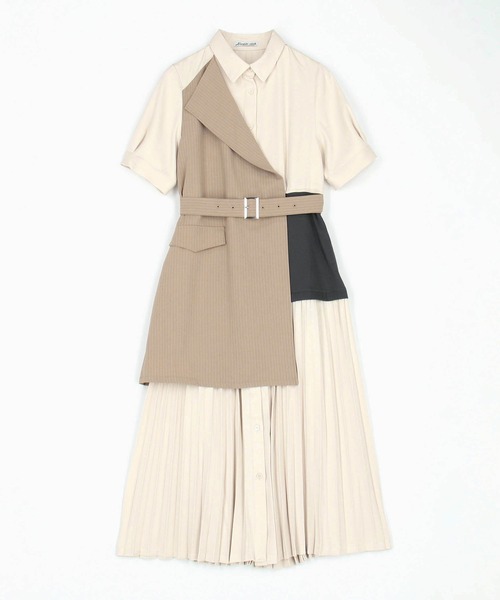 NICOLE CLUB（ニコル　クラブ）の「ジレドッキングワンピース（ワンピース・レディース・サックスブルー/オフホワイト/グレー・MEDIUM）」の14枚目の写真