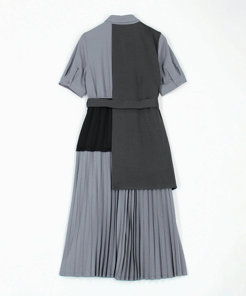 NICOLE CLUB（ニコル　クラブ）の「ジレドッキングワンピース（ワンピース・レディース・サックスブルー/オフホワイト/グレー・MEDIUM）」の16枚目の写真