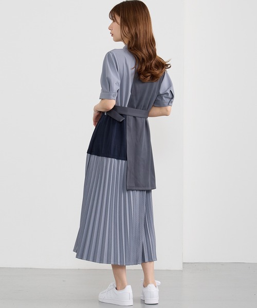 NICOLE CLUB（ニコル　クラブ）の「ジレドッキングワンピース（ワンピース・レディース・サックスブルー/オフホワイト/グレー・MEDIUM）」の11枚目の写真