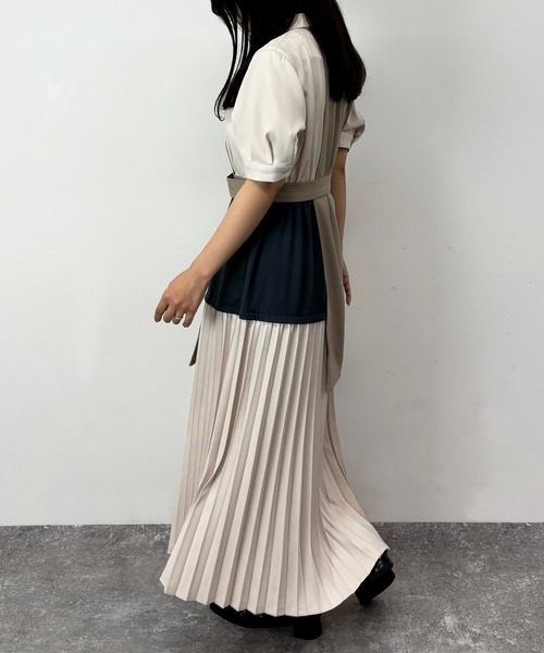 NICOLE CLUB（ニコル　クラブ）の「ジレドッキングワンピース（ワンピース・レディース・サックスブルー/オフホワイト/グレー・MEDIUM）」の12枚目の写真