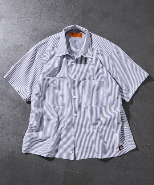 RED KAP（レッドキャップ）の「RED KAP/レッドキャップ 別注 オックスフォード クロップドショートスリーブシャツ/ショート丈（シャツ/ブラウス・メンズ・その他13/サックスブルー/グレー・MEDIUM/LARGE）」の10枚目の写真