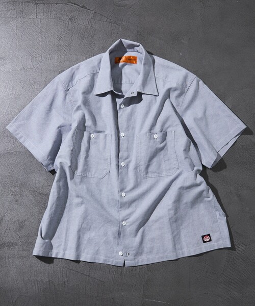 RED KAP（レッドキャップ）の「RED KAP/レッドキャップ 別注 オックスフォード クロップドショートスリーブシャツ/ショート丈（シャツ/ブラウス・メンズ・その他13/サックスブルー/グレー・MEDIUM/LARGE）」の12枚目の写真