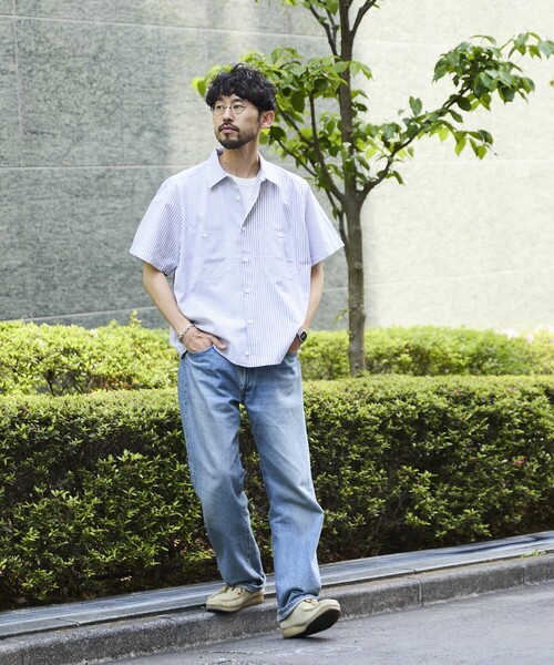 RED KAP（レッドキャップ）の「RED KAP/レッドキャップ 別注 オックスフォード クロップドショートスリーブシャツ/ショート丈（シャツ/ブラウス・メンズ・その他13/サックスブルー/グレー・MEDIUM/LARGE）」の14枚目の写真