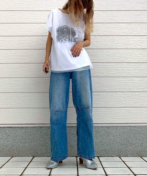 Q（キュー）の「カルーセルチュールT（Tシャツ/カットソー・レディース・オリーブ/ホワイト・MEDIUM）」の19枚目の写真