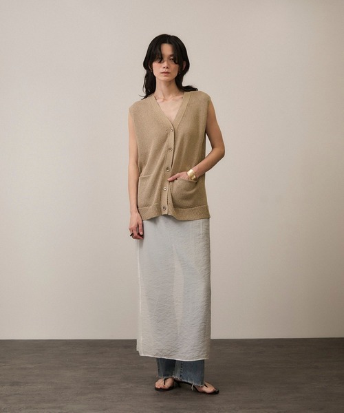 SALON adam et rope'（サロン アダム エ ロペ）の「ペーパーヤーンジレ［手洗い可/和紙素材］（ベスト・レディース・チャコールグレー/ベージュ・FREE）」の4枚目の写真