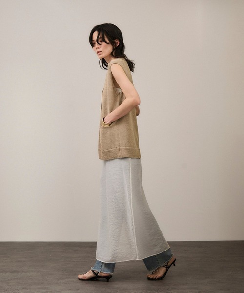 SALON adam et rope'（サロン アダム エ ロペ）の「ペーパーヤーンジレ［手洗い可/和紙素材］（ベスト・レディース・チャコールグレー/ベージュ・FREE）」の9枚目の写真