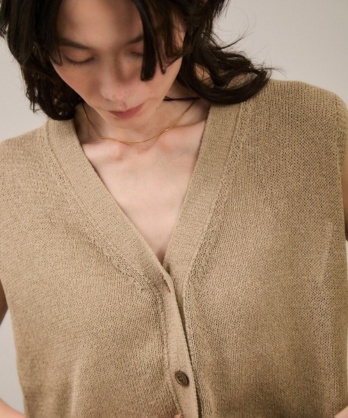 SALON adam et rope'（サロン アダム エ ロペ）の「ペーパーヤーンジレ［手洗い可/和紙素材］（ベスト・レディース・チャコールグレー/ベージュ・FREE）」の10枚目の写真