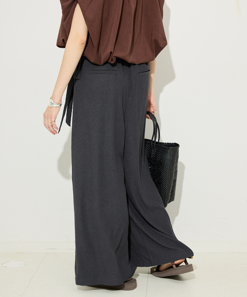 SLOBE IENA(スローブイエナ)の「《WEB限定/追加3》ラップジャージパンツ(その他パンツ・レディース・ブラック/チャコールグレー・36/38)」の3枚目の写真