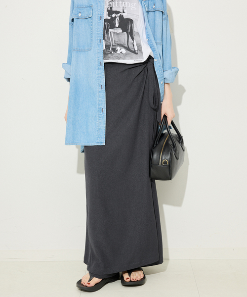 SLOBE IENA(スローブイエナ)の「《WEB限定/追加3》ラップジャージパンツ(その他パンツ・レディース・ブラック/チャコールグレー・36/38)」の6枚目の写真